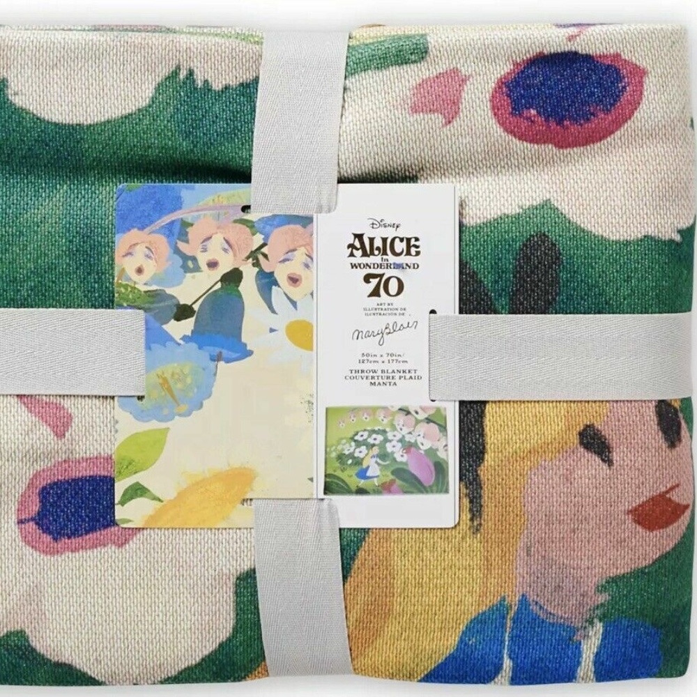 70th Alice In Wonderland Garden Of Live Flowers Throw Blanket Mary Blair DISNEY